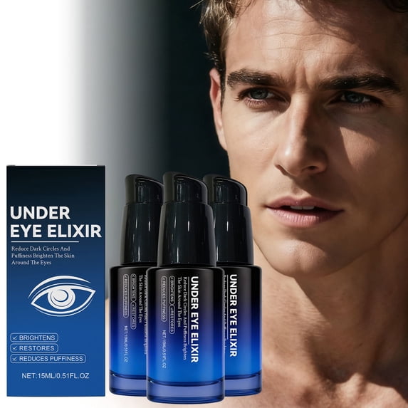 Eye Contour Essence for Men’s Aging Signs, Wrinkle Smoothing Balm with Peptides, Cooling Roll-On Eye Gel for Bags and Lines – 15ml