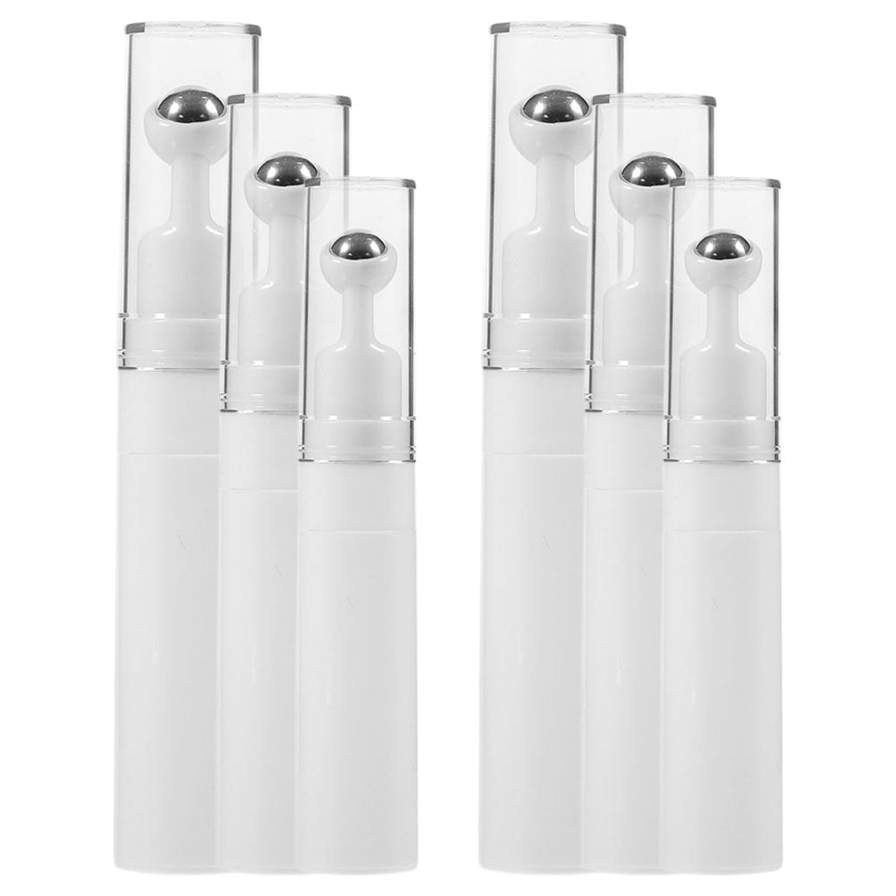6 Pcs White Empty Eye Cream Roller Bottles for Travel Size Applicator Roll-On Containers