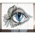 thumbnail image 1 of Ambesonne Eye Curtains 2 Panel Set, Human Eye Butterfly Dreamy, 108" x 90", Black White Blue, 1 of 3