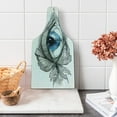 thumbnail image 1 of Eye Cutting Board, Abstract Human Eye with Butterfly Eyelashes Painting Style Dreamy Female Look, Tempered Glass Cutting and Serving Board, Wine Bottle Shape, Black White Blue, by Ambesonne, 1 of 5