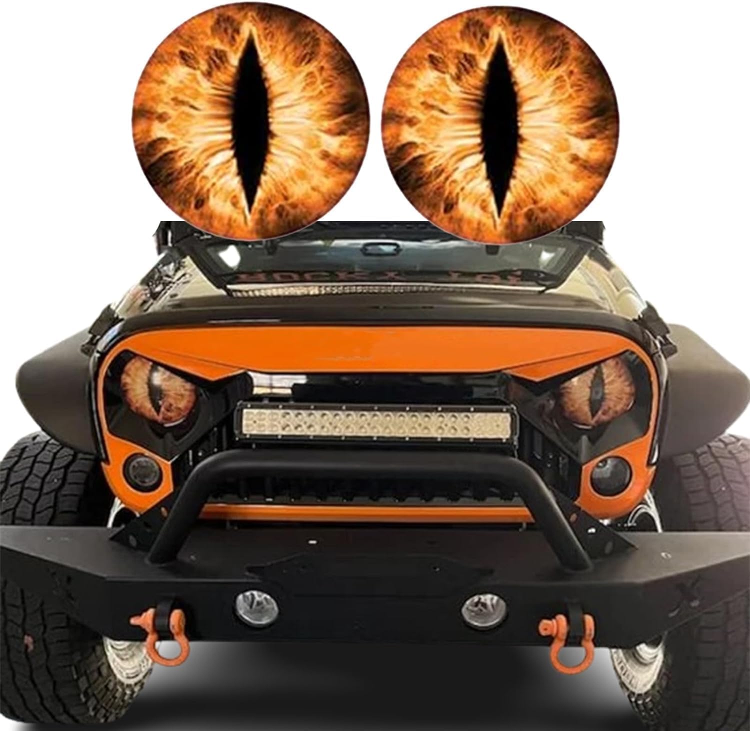 Eye Decals for Jeep Headlights, 7.87inch Beast Eyes Headlight Decals, 3D Stereo Eyes Headlight Decal Stickers, Funny Decals for Truck Car Body Window Bumper Decorations, Headlight Round Eye Decal