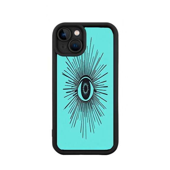 Eye Design iPhone 15 Case - Lightweight Yellowing Resistant Pattern with Black Border