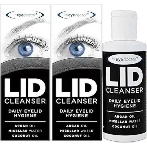 The Eye Doctor Lid Cleanser Twin Pack - Eyelid Cleanser Remove Debris Dirt & Make-up from Eyelids - Suitable for Sensitive Eyes - Contains Argan Oil Coconut Oil & Micellar Water 2X 100ml Bottles