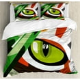 thumbnail image 1 of Eye Duvet Cover Set King Size, Wild Feline Cat Tiger Eye Behind Bushes Abstract Nature Dangerous Predator Vibrant Art, Decorative 3 Piece Bedding Set with 2 Pillow Shams, Multicolor, by Ambesonne, 1 of 3