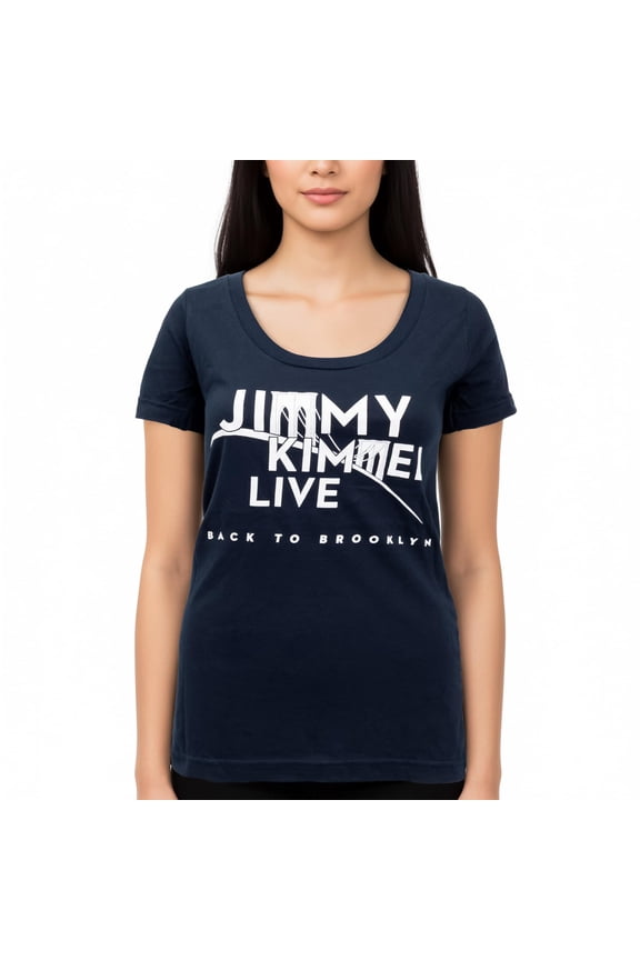 Jimmy Kimmel Live! Brooklyn Navy Blue Scoop Neck Tee Shirt | Adult Small Unisex