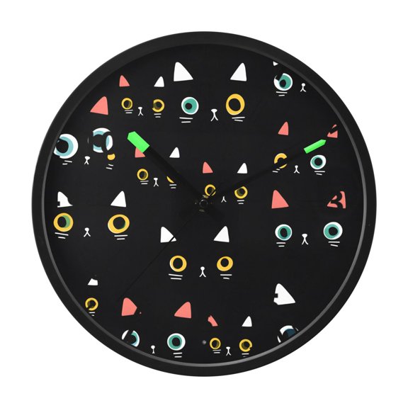 Eye Ear Pattern Wall Clock 12 Inch Voice Activated Night Light Silent Non Ticking
