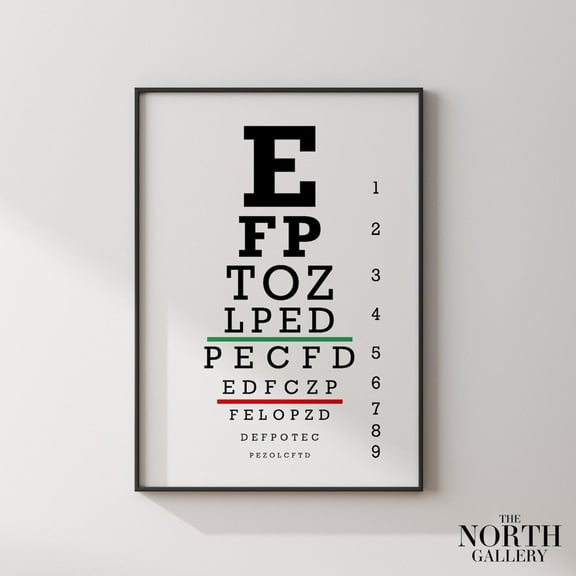 Eye Exam Chart Print Snellen Vision Test Ophthalmologist Wall Decor
