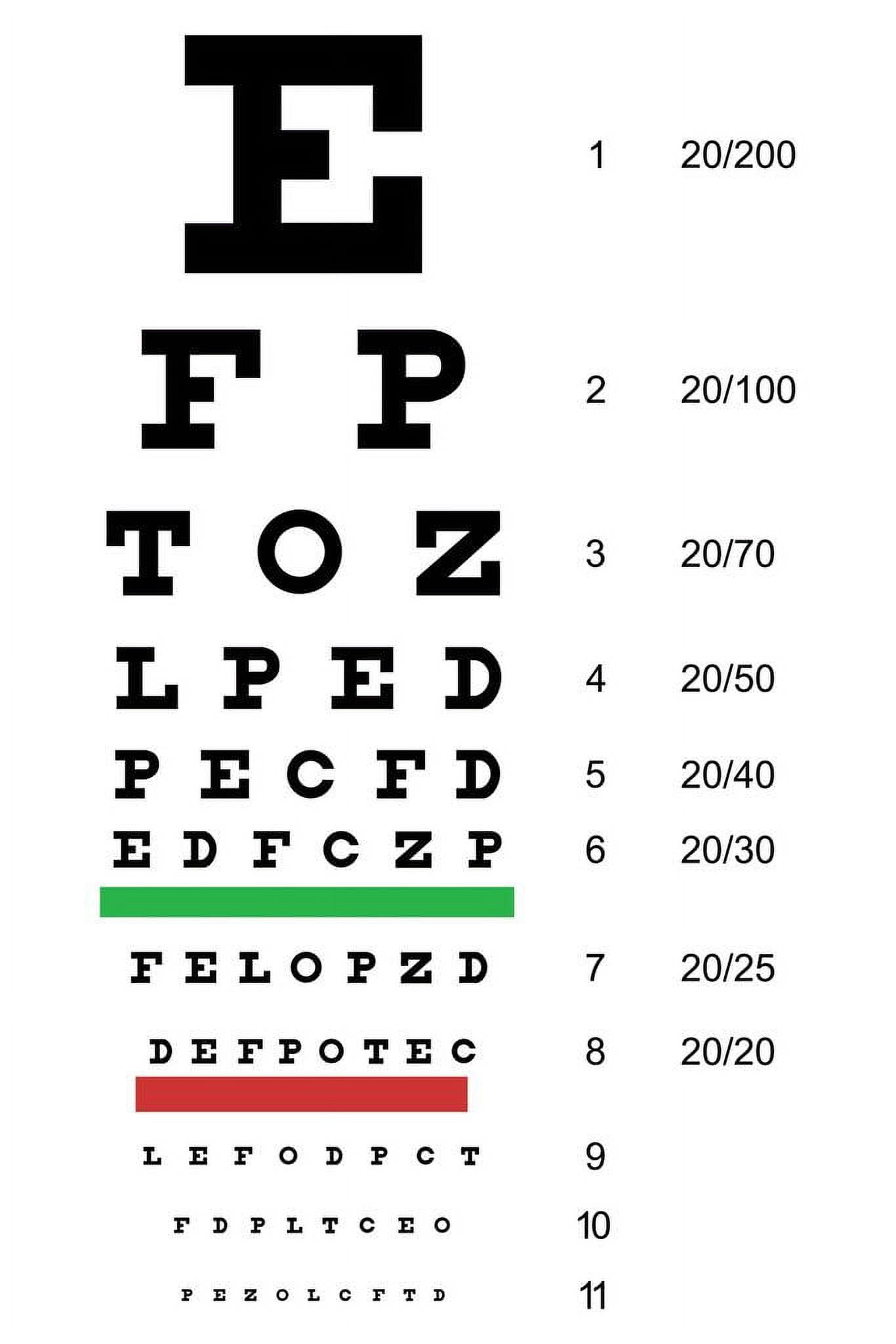 Eye Exam Chart Vision Eye Test Chart Snellen Eye Charts For Eye Exams 20 Feet Symbol Novelty ...