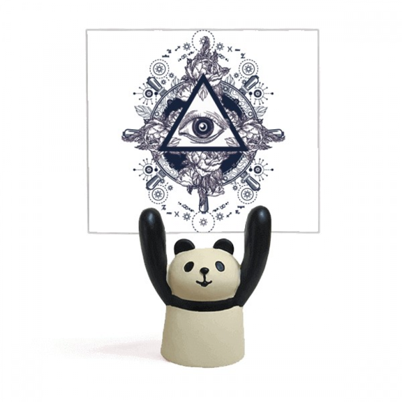 Eye Flower Triangle Art Pattern Memo Holder Cartoon Animal Panda Stand Decoration