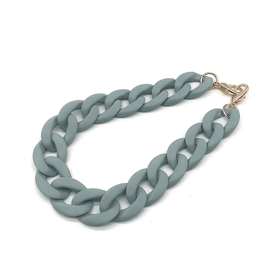 Glass chain link necklace deals