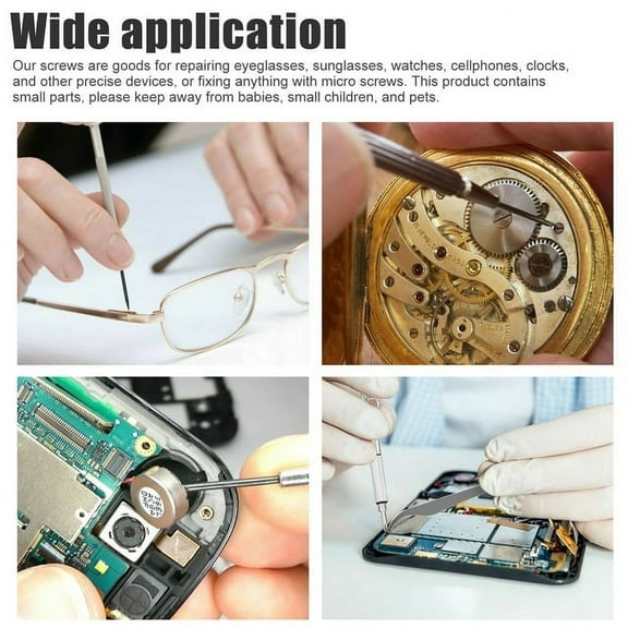 Eye Glasses Screw Kit, Eyeglass Repair Kit, Small Precision Eyeglass Screwdriver Set, Eye Glass Screws Assortment and Silicone Nose Pads for Glasses Repair, Silver