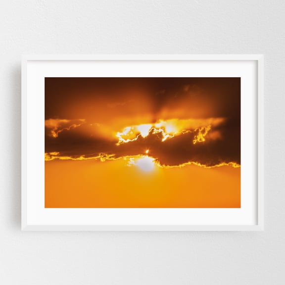 The Eye Of God - Redondo Beach California Photography Sunset Nature Scenic Skyline Minimalist Abstract Summer White Framed Wall Art Print 24 x 36 inches