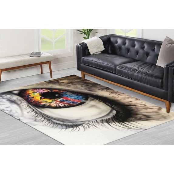 Eye Graffiti Rugs, Colorful Rug, Hello Rug, Abstract Eye Rug, Graffiti Rugs, Accent Rug, 3D Printeds Rug, Large Rug, Step Rug,Front Door Rug, 3.9'x5.9' - 120x180 cm