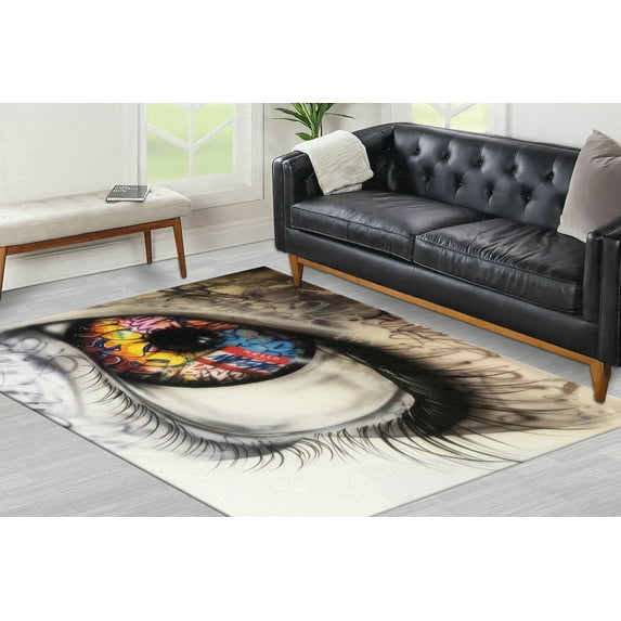 Eye Graffiti Rugs, Colorful Rug, Hello Rug, Abstract Eye Rug, Graffiti Rugs, Accent Rug, 3D Printeds Rug, Large Rug, Step Rug,Front Door Rug, 2.6'x9.2' - 80x280 cm