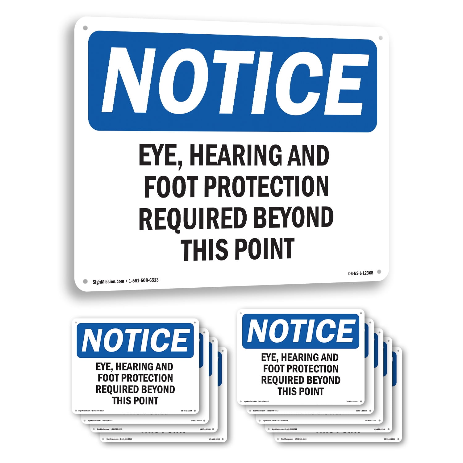 Eye Hearing And Foot Protection Required OSHA Notice Aluminum Sign 10 ...