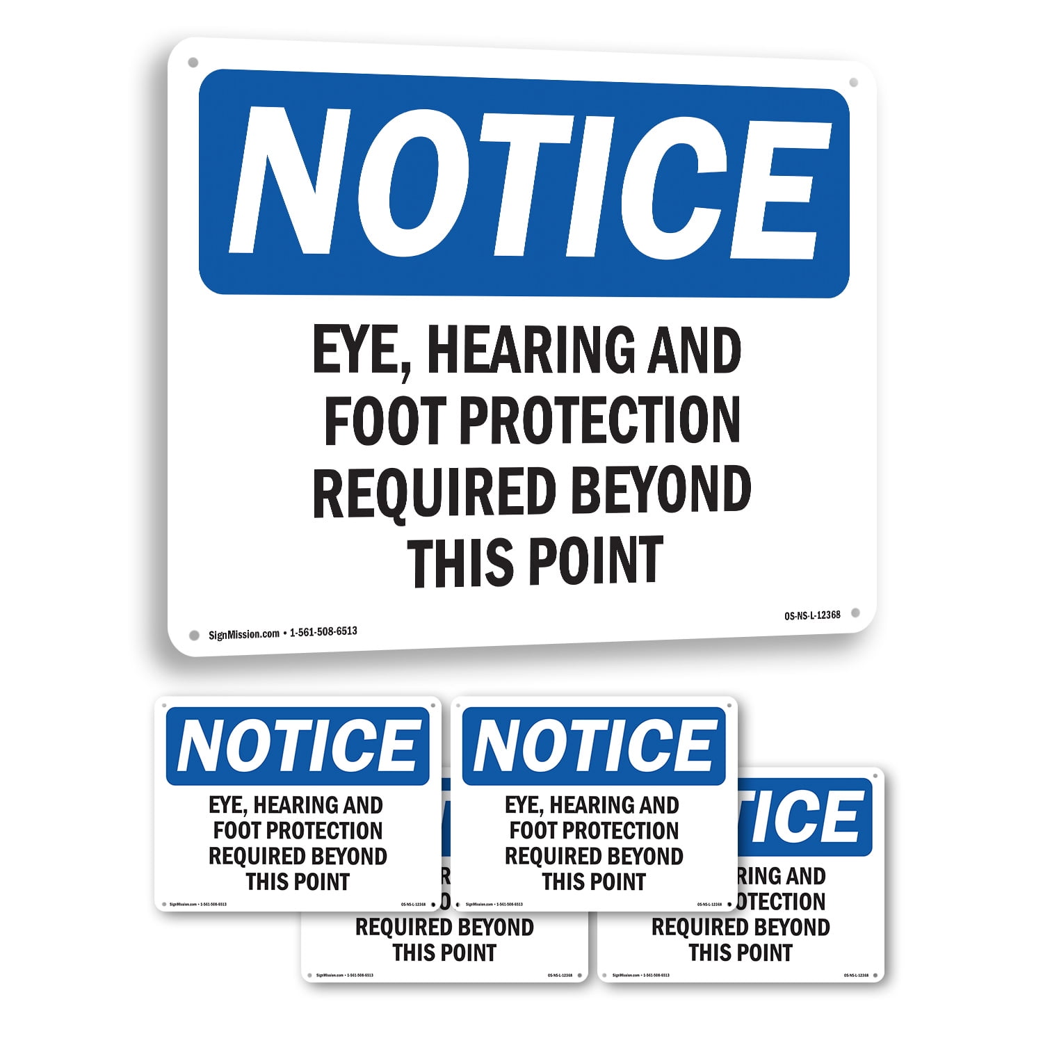 Eye Hearing And Foot Protection Required OSHA Notice Aluminum Sign 10 ...