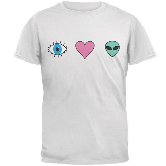 Eye Heart Aliens Mens T Shirt White LG