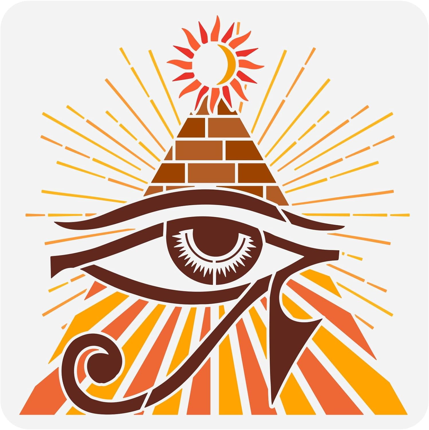 Eye of Horus Painting Stencil 11.8x11.8inch Reusable Pyramid Symbol Eye of Providence Drawing Template Devil's Eye Decoration Stencil for Painting on Wood Wall Fabric Furniture
