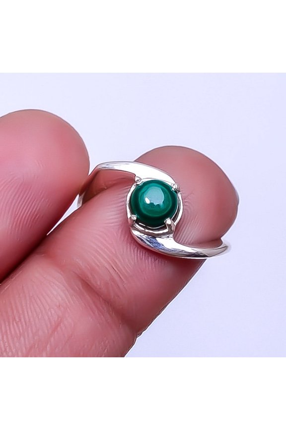 Eye In Malachite - Congo 925 Solid Sterling Silver Ring S.6 R_7731_88_3, Gemstone Jewelry, Birthday Gift, Christmas Gift