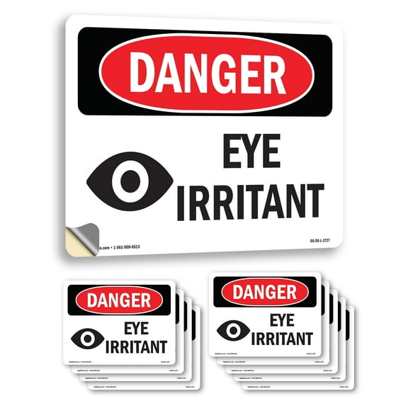 Eye Irritant OSHA Danger Vinyl Decal Label 7 Inch x 5 Inch - 10 Pack