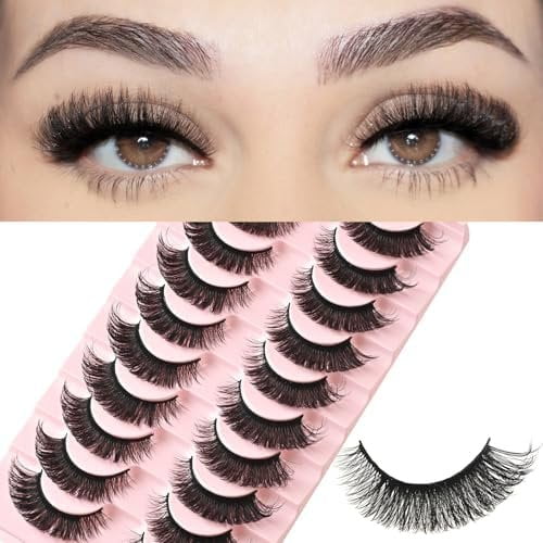Eye Lashes  Eyelashes Strips  Fluffy Russian Strip Eyelash Extension Looking Wispy Full Volume Fox Lash CC Curl Dramatic Short 8mm-15mm Pestanas Postizas for Women