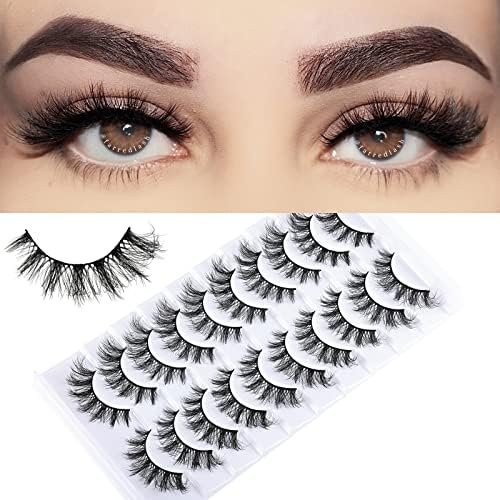 Eye Lashes False Eyelashes  Wispy Lashes Strips Fluffy  Eye Lash  Eyelash  Look 10 Pairs 9-15mm  Lashes Pack Volume Strip Lash Pestanas
