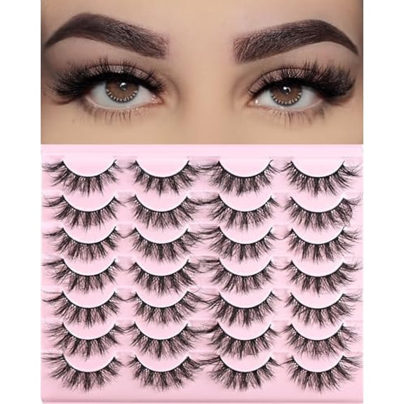 Eye Lashes Short  Eyelashes 15mm Fluffy Wispy Strip Eyelash 14 Pairs Cute   Lashes Packs Small Full pestanas Set (F10 | 9-15mm)