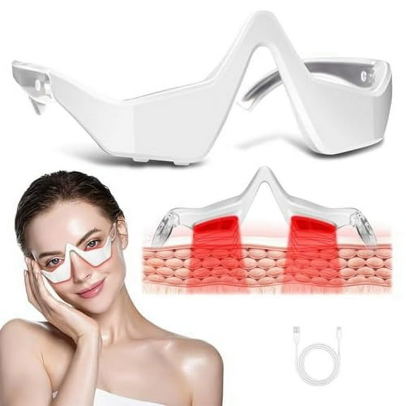 Under Eye Light Therapy Glasses, Beauty Device with Eye Massage, Eye LED Red Light Beauty Device for Reduce Dark Circles Puffiness Wrinkles Relax Eye Strain