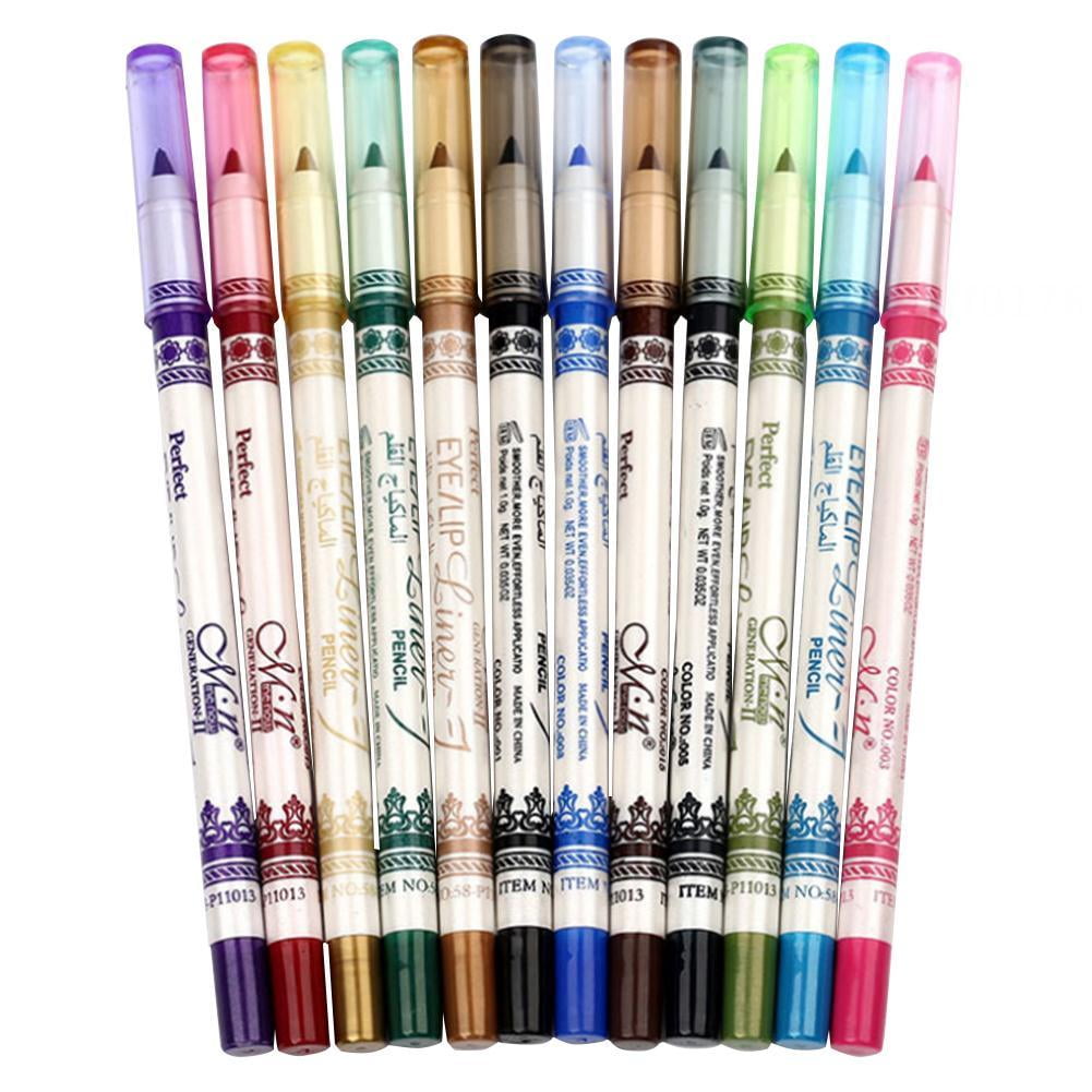 Eye Liner Pencil Set 12 Assorted Colors Long Lasting Hypoallergenic