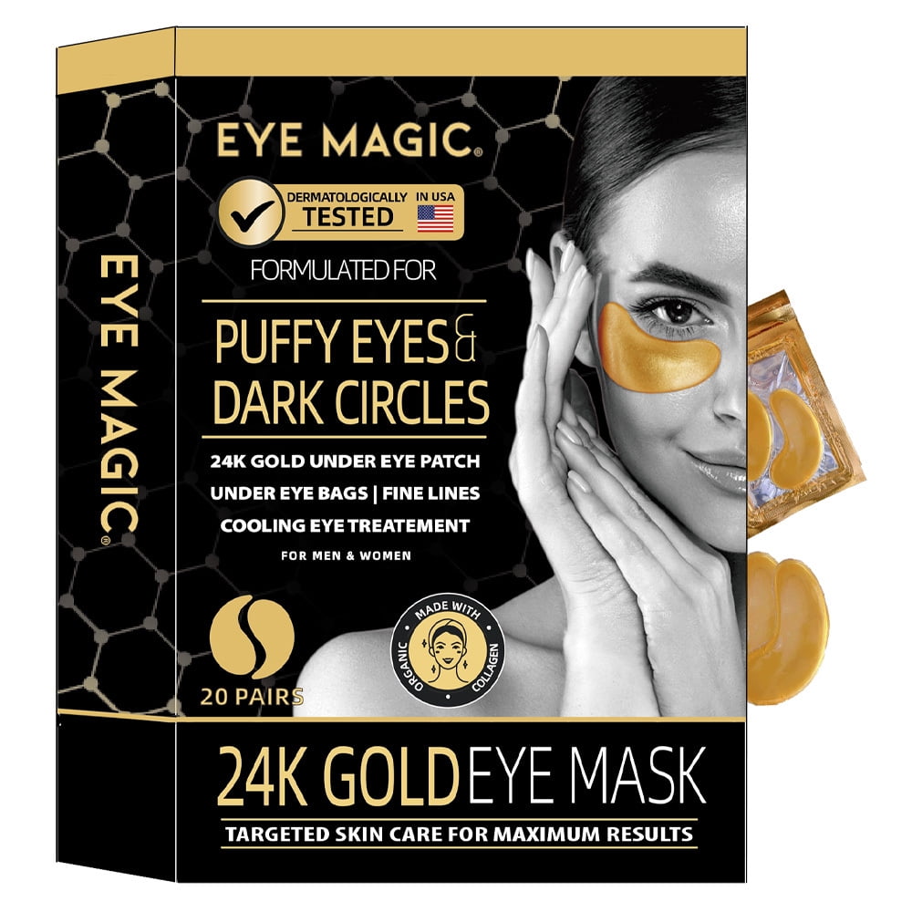 Eye Magic Gold Under Eye Patch (20 Pairs) Herbal Cooling Eye Skincare Treatment for Puffy Eyes