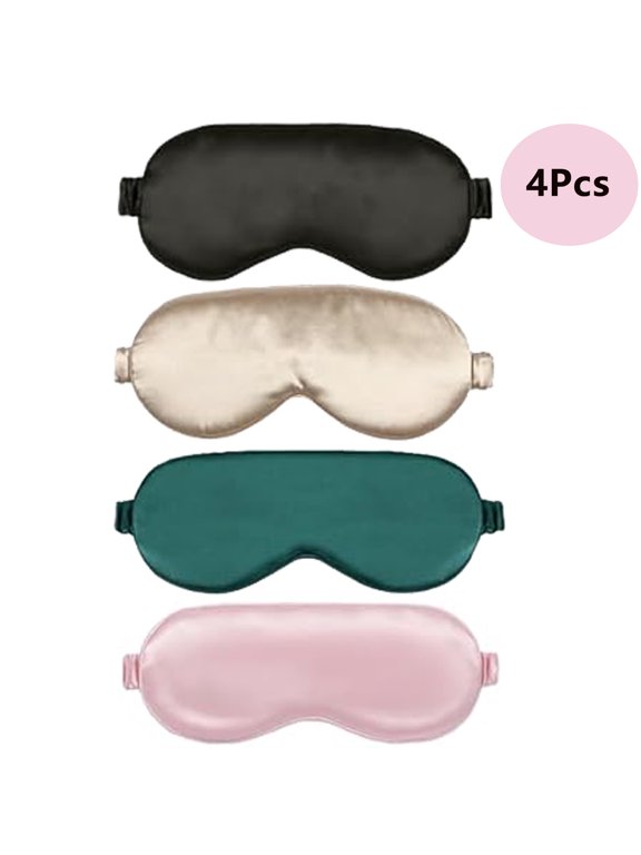 Eye Mask Satin, 4 Pcs Silk Eye Cover Soft Satin Blindfold Elastic Strap Eye Masks for Women Men