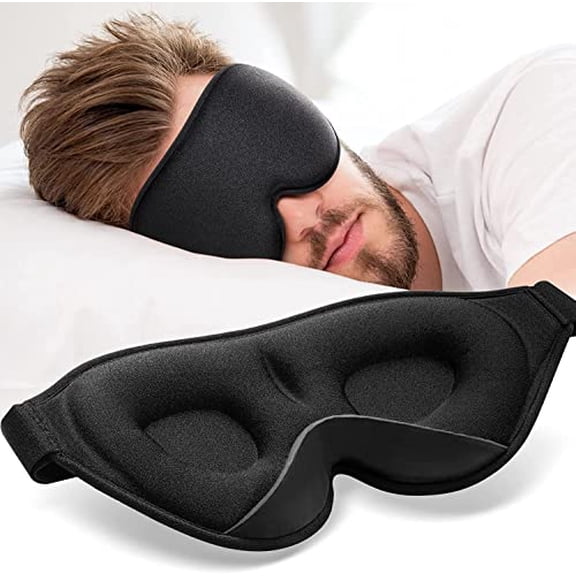 Eye Mask Sleep Mask for Men & Women, Zero Eye Pressure 3D Sleeping Mask, Light Blocking Patented Design Night Blindfold, Night Eye Cover for Travel, Black