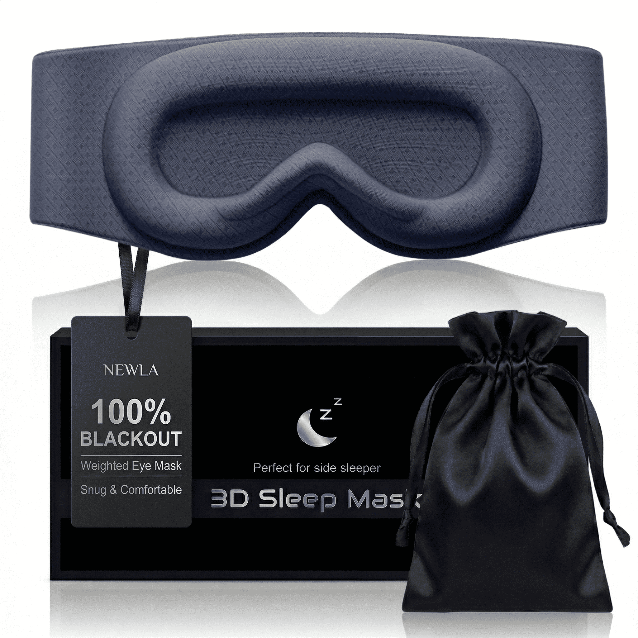 Eye Mask Sleep, Weighted Sleep Mask with Full Blackout Coverage, 3D Contoured Cups, Zero Eye Pressure Fit, Soft Breathable Fabric for Home Sleep, Airplane Travel, Yoga, for Women and Men