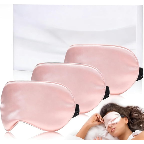Eye Mask for Sleeping,3 Pack Silk Sleep Masks for Women Men-Blindfold for Travel on Airplane, Pure Silk Eye Mask for Sleep with Adjustable Strip