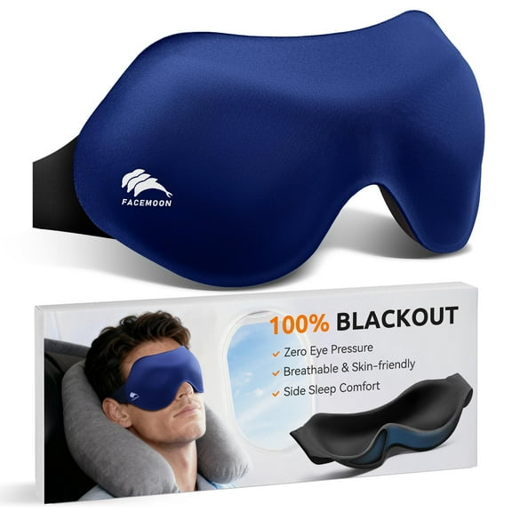 Eye Masks for Sleep Light Blocking: 3D Contoured Eye Mask for Lash Extensions - Night Shift Nurse Essentials Zero Pressure - Perfect for Work Long Flight Essentials (Blue)
