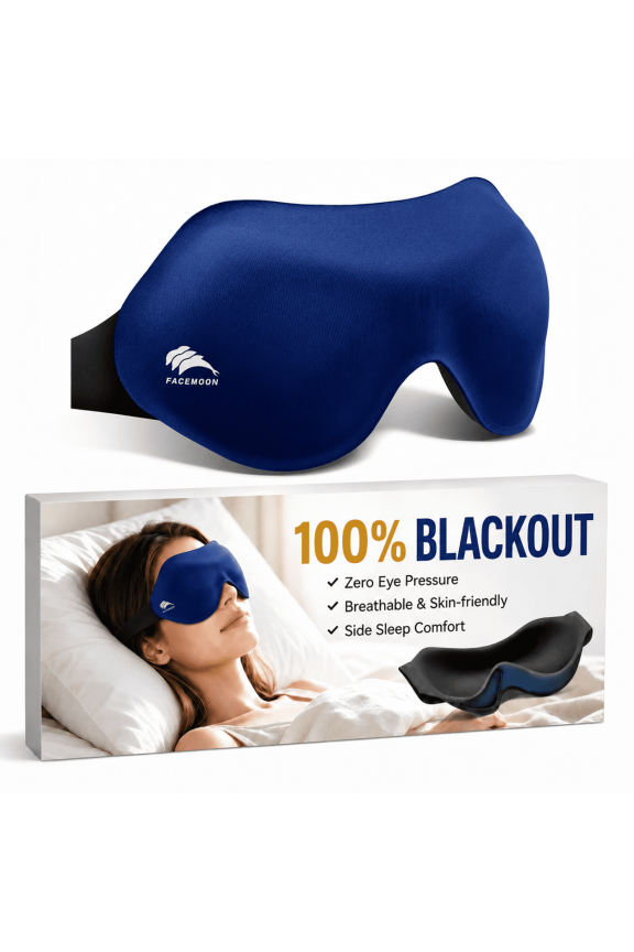 Eye Masks for Sleep Light Blocking: 3D Contoured Eye Mask for Lash Extensions - Night Shift Nurse Essentials Zero Pressure - Perfect for Work Long Flight Essentials (Blue)