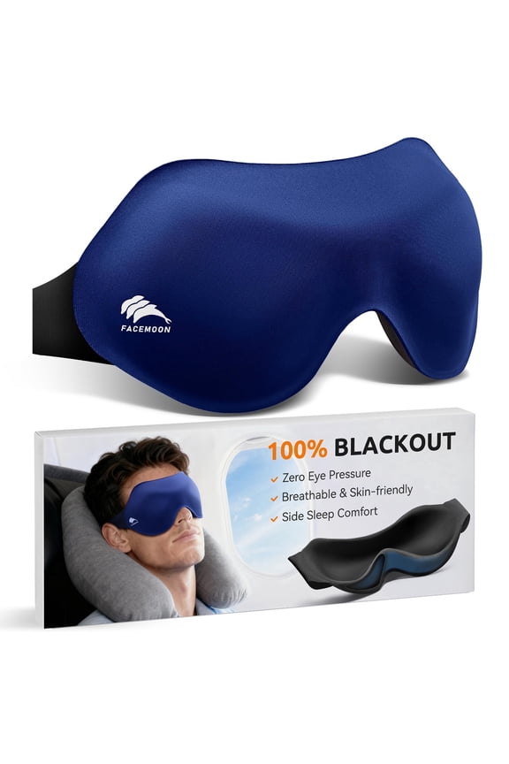 Eye Masks for Sleep Light Blocking: 3D Contoured Eye Mask for Lash Extensions - Night Shift Nurse Essentials Zero Pressure - Perfect for Work Long Flight Essentials (Blue)
