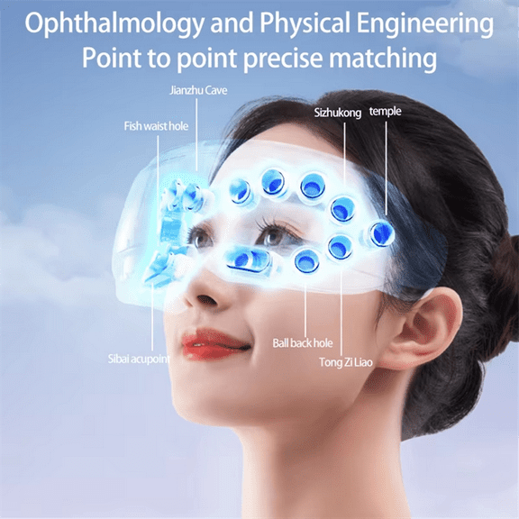 Eye Massage Device 16D Smart Acupoint Massage Bluetooth Eye Care Device Hot Compress Massage Eye Steam Lubrication White,1 x Eye Massager,White