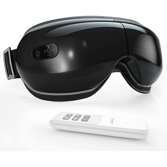 Eye Massager with Heat & Compression, Bluetooth Music Rechargeable Eye Heat Massager for Relax and Reduce Eye Strain Dark Circles Eye Bags Dry Eye Improve Sleep, Black