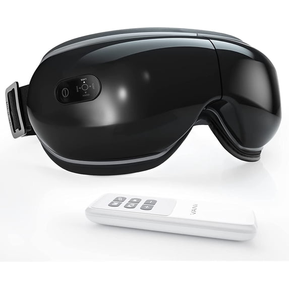 Eye Massager with Heat & Compression, Bluetooth Music Rechargeable Eye Heat Massager for Relax and Reduce Eye Strain Dark Circles Eye Bags Dry Eye Improve Sleep, Black