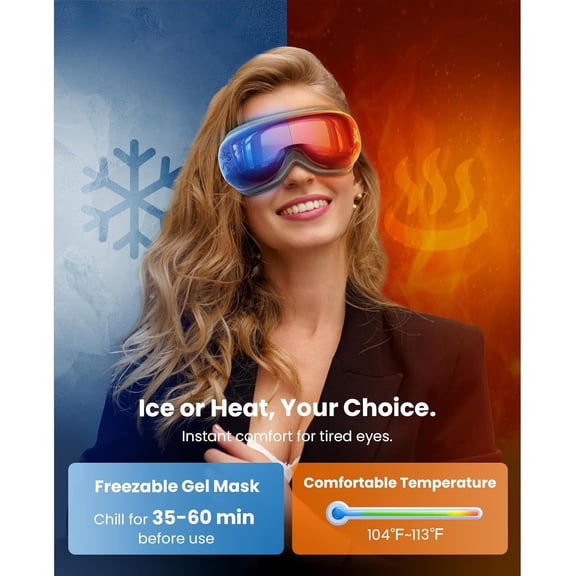 Eye Massager with Heat and Cooling, EyeOasis 3 Eye Massager for Migraine Eligible/HSA Eligible, Heated Headache Massager for Dry Eye Relief, Temple Massagers for Stress Relief