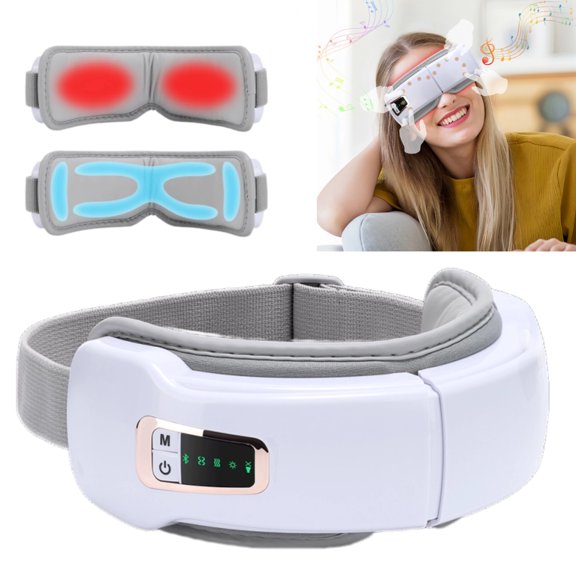 Eye Massager with Heat, Heated Eye Mask with Bluetooth Music, Massages Eye Muscles, Eye Care Gift with 5 Intelligent Modes Design, Gifts for Friend, Mom and Dad
