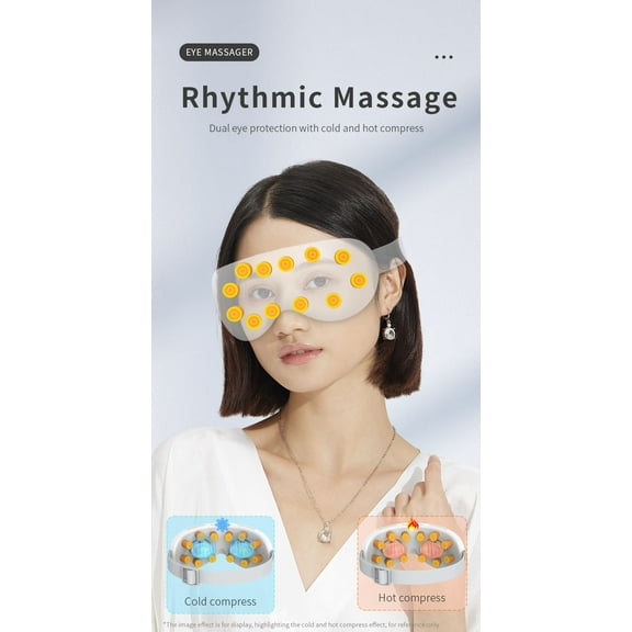 Eye Massager with Heat & Vibration - FSA HSA Eligible, 5 Modes, Bluetooth Music, USB Rechargeable Adjustable Foldable Headband for Home/Office, Birthday Gift