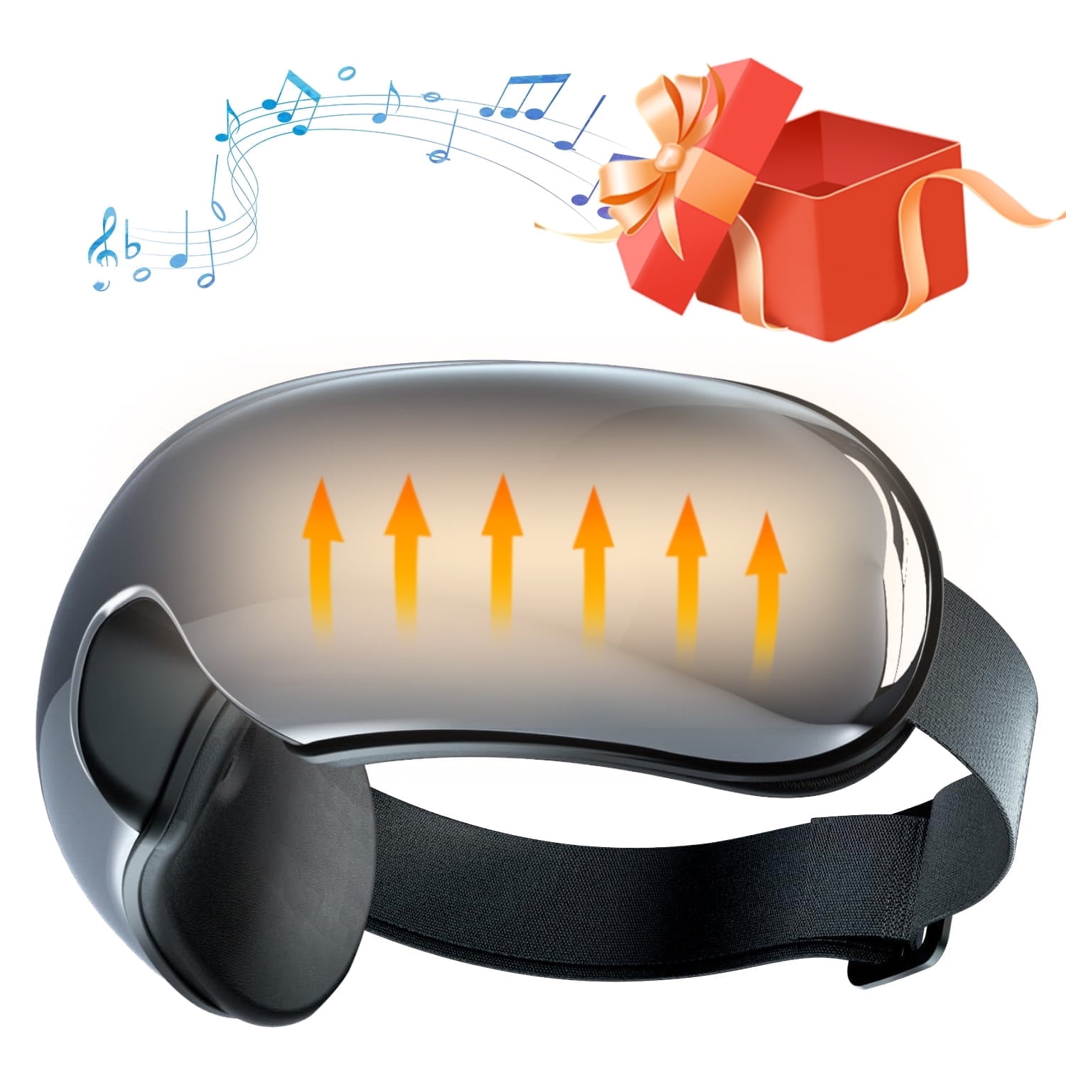 Eye Massager with Heat, Visualization Eye Massager for Dark Circles, Puffiness, Migraines, Heated Eye Mask with Bluetooth Music for Relax Sleep, Gift for Women/Men/Mom/Dad/Grandma/Grandpa - Black