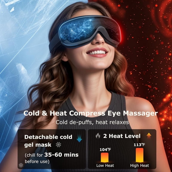 Eye Massager with Heat and Cooling, Lightweight Eye Massager with Removable Gel Mask
