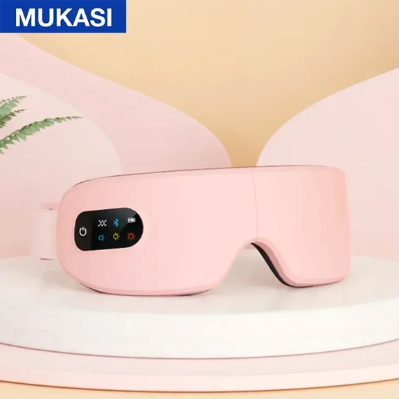 Eye Massager with Vibration Bluetooth Music, Smart Massage Eye Mask for Eye Relax, Reduce Eye Strain, Improve Sleep(PINK)
