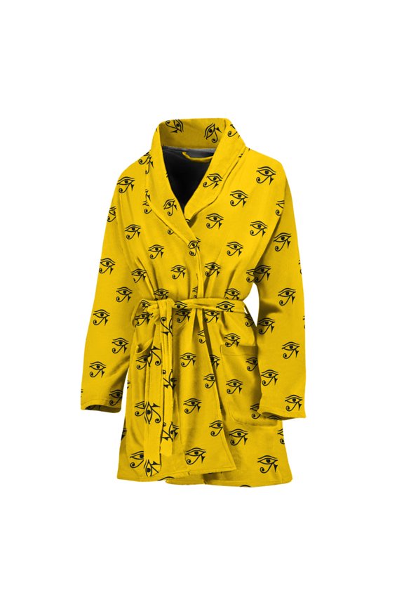 Eye Of Horus Symbol Pattern Women Bathrobe One Size Univeral Fits, Eyes Fashion Lightweight Plush Fleece Long Robe For Women