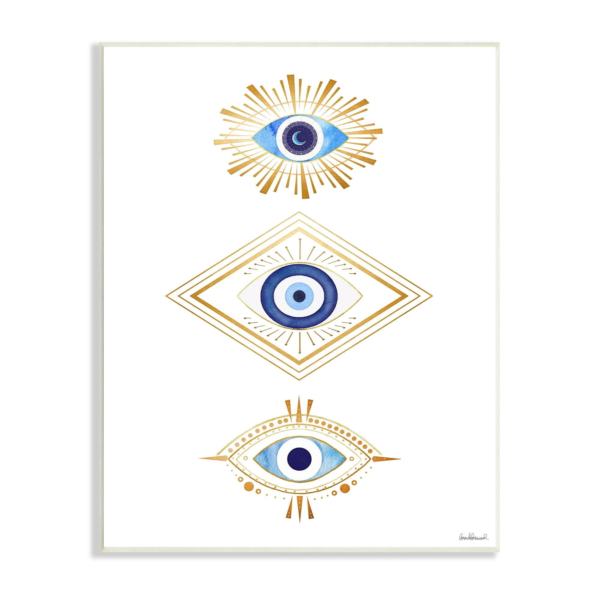 Eye Of Providence Abstract Deco Arrangement Vivid Blue 10 in x 15 in Framed Painting Art Print, by Stupell Home Décor