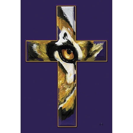 Magnolia Garden Eye of the Tiger Cross on Royal Blue 44 x 30 Rectangular Screenprint Large House Flag