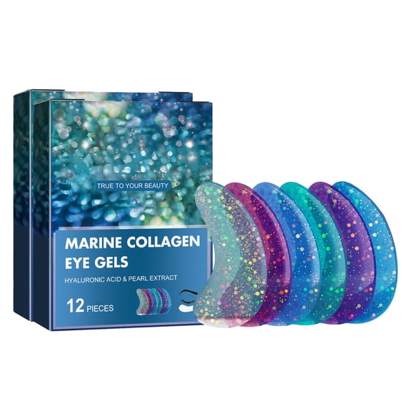 Under Eye Patches for Dark Circles & Puffy Eyes, Marine Collagen Eye Gel Pad with Vitamin C,Hyaluronic Acid,and Pearl Extract,Anti-Aging Eye Mask to Smooth Wrinkles(12 Pairs of 2PACK)
